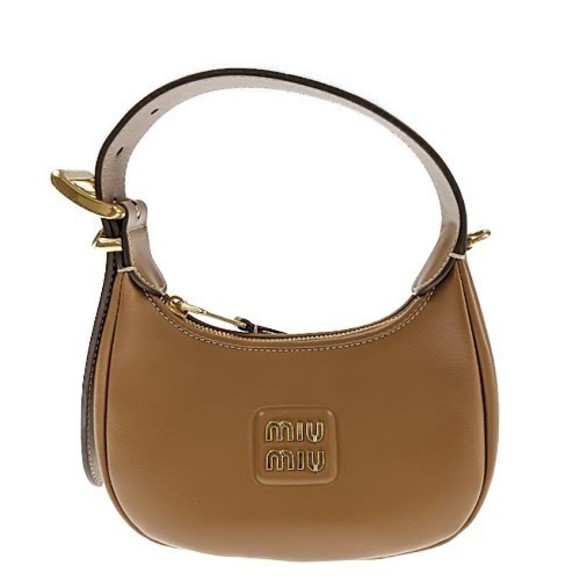 Mew Mew Handbags - Miu Miu Leather Hobo Bag Brown Shoulder Bag 2WAY